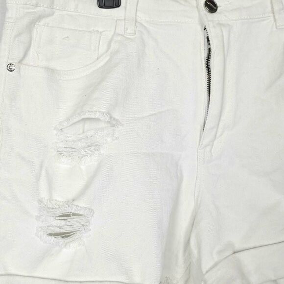 Dollhouse Plus 18W White Distressed Denim Shorts - Picture 3 of 11